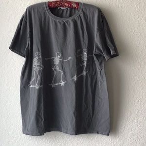 Grey and White Skating Skeleton T-shirt